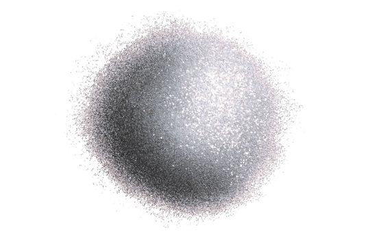Silver dust shimmer cloud in circular shape isolated on white background