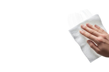 Wiping the surface with a paper towel. Space for text.