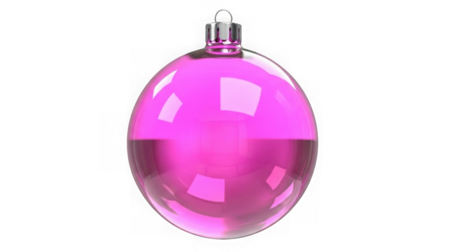 Shiny pink oval christmas ornament isolated on transparent background