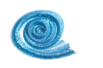 Blue pastel glitter dust in soft spiral isolated on white background
