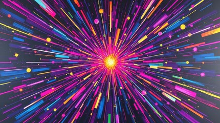 Colorful explosion of light and shapes creating a vibrant cosmic scene from a distant galaxy