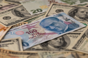 Title Turkish Lira and US Dollar Currency Mixture
