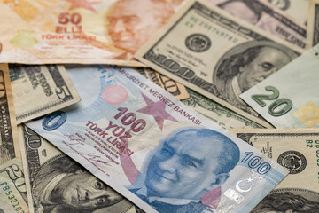 Title Turkish Lira and US Dollar Currency Mixture