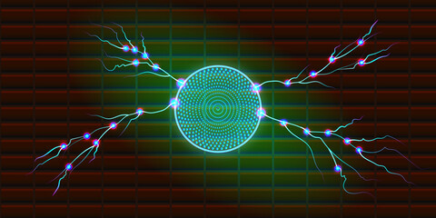 Abstract technology background with blue digital data network lines illustrating a DNA concept for medical science and business security