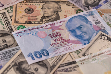 Title Turkish Lira and US Dollar Currency Mixture