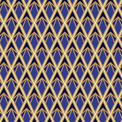 Vector seamless pattern with blue diamonds in Art Deco style. Основные RGB