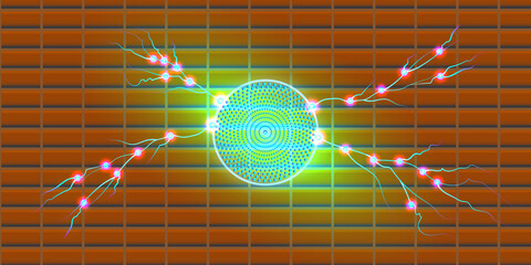 Abstract digital background with binary code, a global technology network concept showing a radar map of the earth in blue light