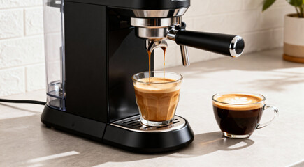 Sleek Modern Coffee Machine Setup with Cups