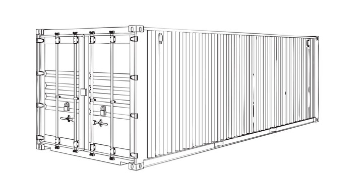 Minimalist shipping container outline	
