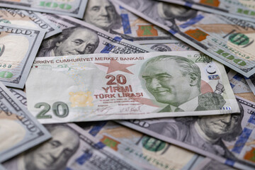 Title Turkish Lira and US Dollar Currency Mixture