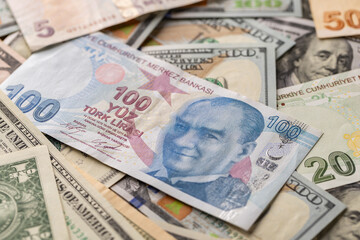 Title Turkish Lira and US Dollar Currency Mixture