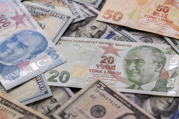 Title Turkish Lira and US Dollar Currency Mixture