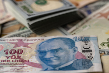 Title Turkish Lira and US Dollar Currency Mixture