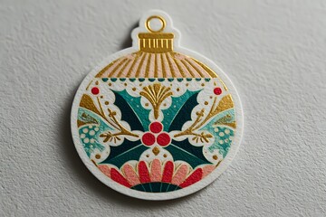 Art Deco Christmas Ornament Die-Cut Sticker