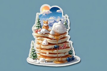 Pancake Adventure Sticker - Dreamy Food Art for Digital Stickers
