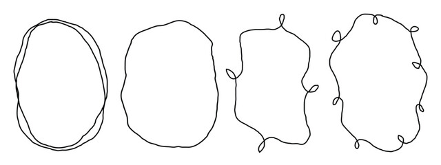 Hand-drawn Scribble Oval and Looped Line Frame Set