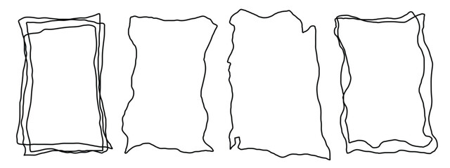 Grunge Scribble Hand-drawn Wavy Rectangle Frame Set