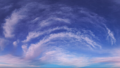 Calm Blue Sky With Wispy Clouds Across The Horizon For A Serene Cloudscape