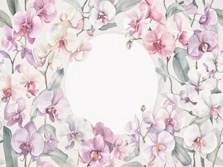 Bright art banner with Orchid leaves and flowers