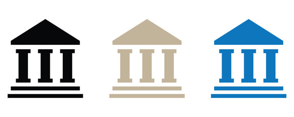 Financial institution icons for trust and stability in black, beige, and blue offer a modern brand identity for banking or legal services