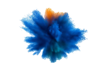 Fine chalk powder explosion in abstract shape isolated on white background