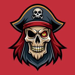 Pirate skull and crossbones vector illustration design symbol for a gothic vintage rock tattoo banner sign