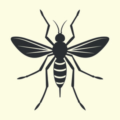 Vector illustration of a black insect mosquito isolated on a white background