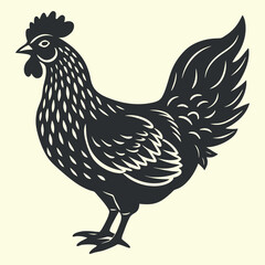 White isolated cartoon farm bird silhouette illustration of a cute rooster, hen, and chick poultry animal