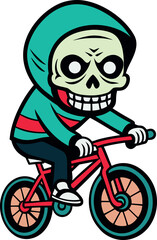 Cartoon illustration of a boy cyclist riding a bicycle sport, child silhouette vector