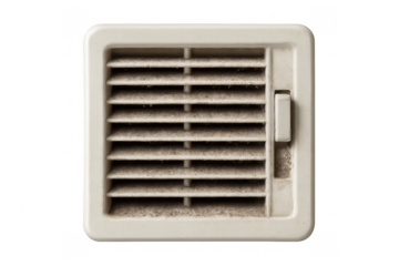 Dust buildup on an old air vent, highlighting the need for cleaning and maintenance of hvac systems for better air quality