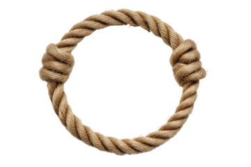 Rope loop frame in nautical style isolated on white background
