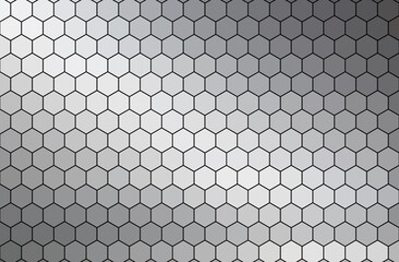 Szare tło z heksagonalną siatką – geometryczny wzór plastra miodu, nowoczesna tekstura do projektów technologicznych. © Henryk Guziak