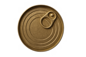 Metal food can with pull tab lid, offering convenience and long-term preservation for groceries, isolated on transparent background