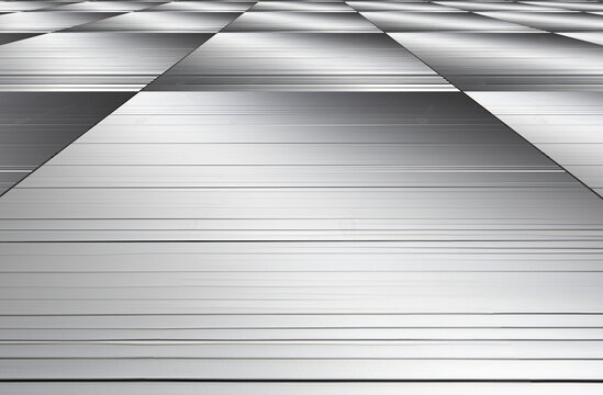Srebrne abstrakcyjne tło z perspektywą i smugami &ndash; metaliczna powierzchnia, geometryczny rytm i nowoczesny efekt głębi.