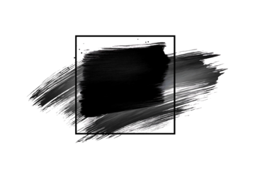 Brushstroke frame in black ink wash isolated on white background