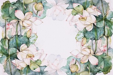 Lotus flower isolated on white background. Greeting Card