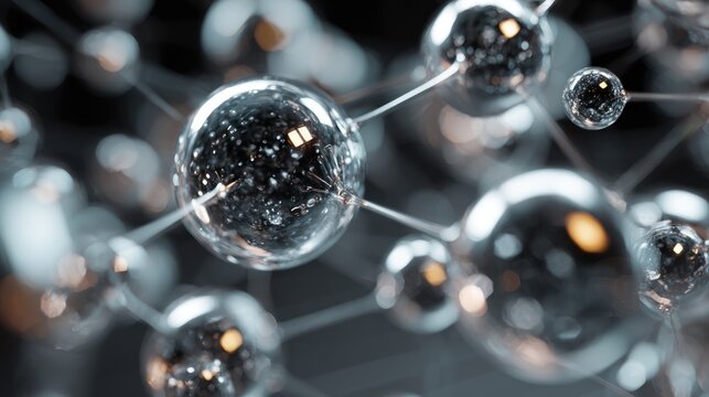 Abstract Molecular Structure with Connecting Spheres and Lines Representation - Powered by Adobe