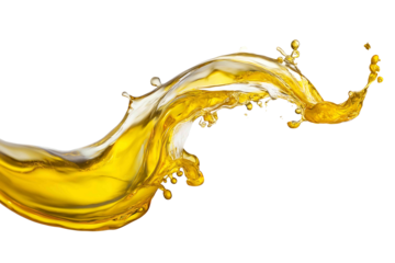 Transparent splash of oil in fluid motion isolated on white background