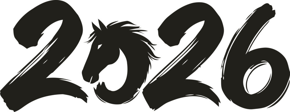 Stylish 2026 brush script text in black and golden variations