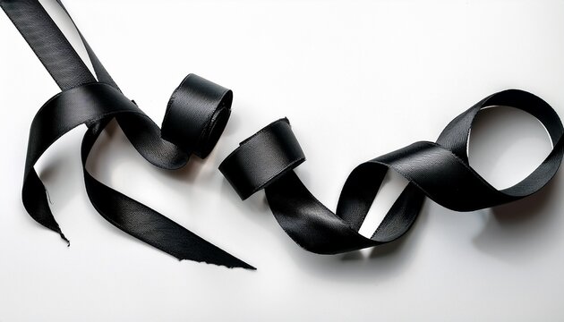 decorative black ribbon curls in various styles and swirls minimal graphic style isolated on white background concept of celebration