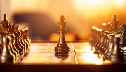 artistic macro shot of chess strategy in warm light