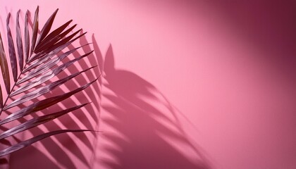 palms shadow leaves pink background