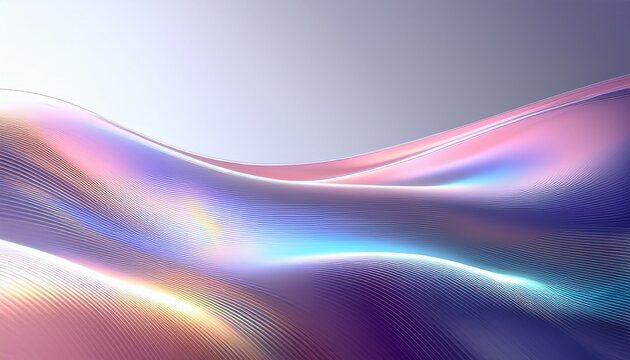 abstract fluid motion with iridescent highlights in soft waves on a light background representing elegance and modern minimalism