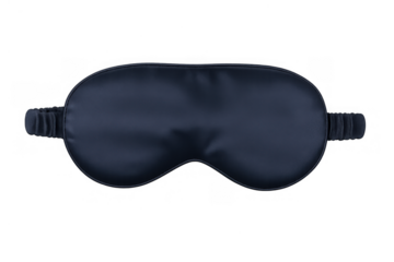 Black satin sleep mask for peaceful rest and relaxation, covering eyes, helping block light for better sleep