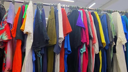 Vibrant Clothing Rack Display in Retail Store