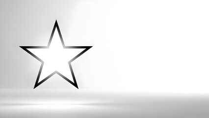Black star silhouette on light background with soft shadows  