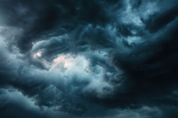 Fototapeta premium Dramatic Thunderstorm Sky: Spectacular Abstract Background of Dark Ominous Clouds