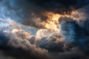 Fototapeta premium Dramatic Thunderstorm Sky. Captivating Abstract Background Showcasing Dark Clouds and Ominous Lighting