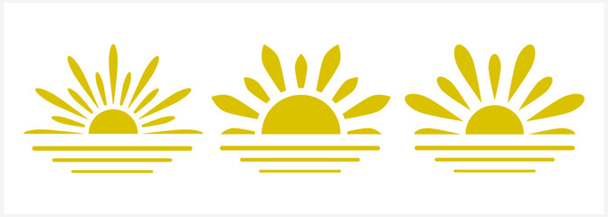 Sun with water icon isolated. Stencil sea sunrice clip art. Vector stock illustration