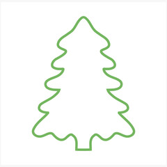 Doodle xmas tree icon, christmas clipart, Outline vector stock illustration
